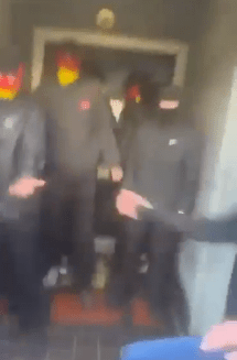 A group of Thistle fans barricaded themselves in the doorway of the pub