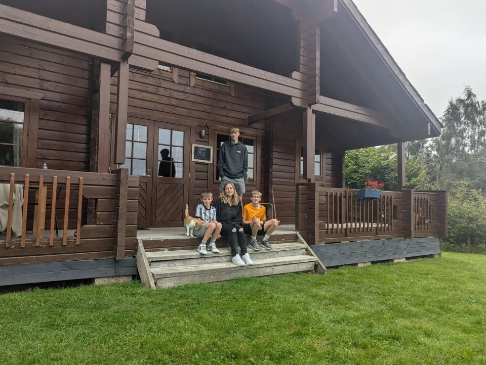 Lesley-Anne and the boys at the stunning accommodation