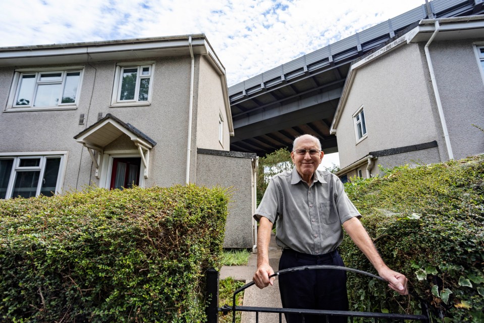 Philip Jacobs, 84, lives under the M5 motorway, having moved to the location as a small boy