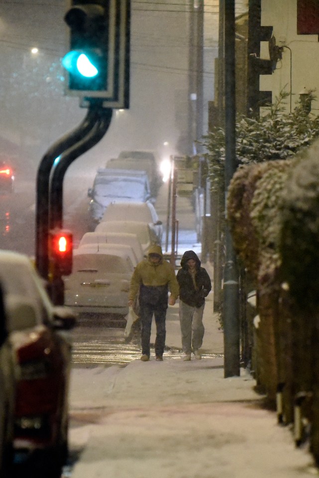 Pedestrians also had to fight through the conditions in Queensbury, near Bradford after the dump