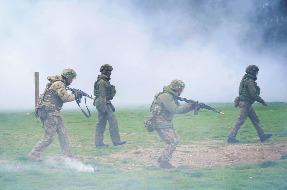 Smoke bombs set off during the military training