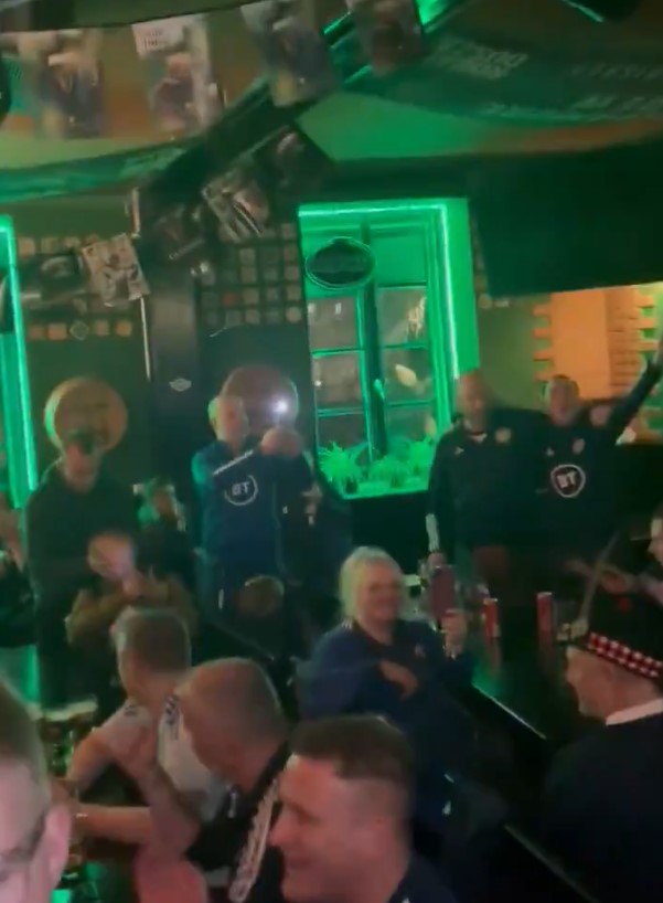 Scotland fans singing the new song for Doak in a bar in Warsaw