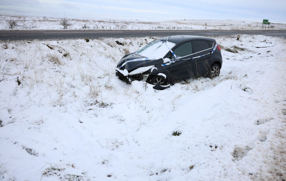 A car was seen ditched at the side of a road near Buxton, East Midlands