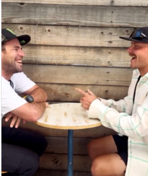 After getting a 'What's next?' tattoo on his leg Bottas was seen sharing a coffee with Sir Mark Cavendish