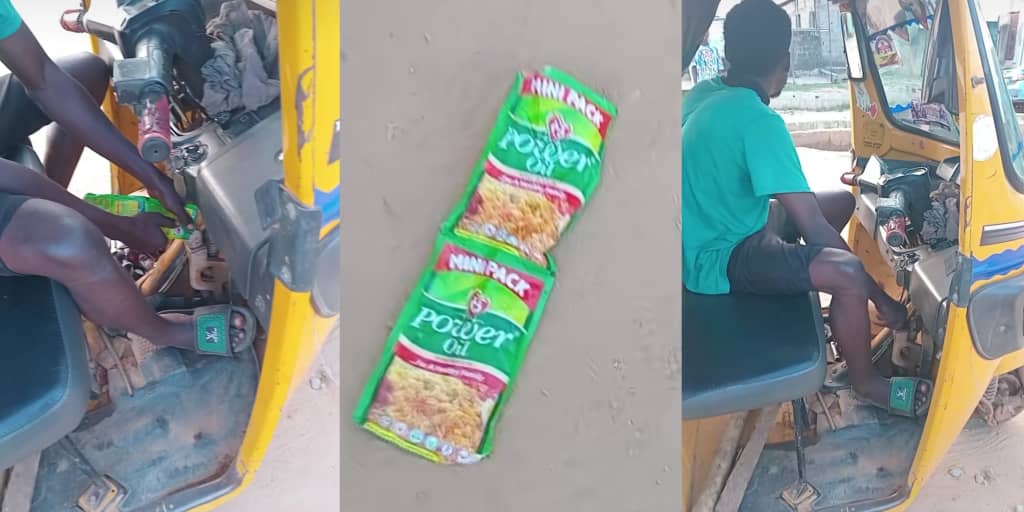 Tricycle rider goes viral for using power oil as alternative fuel amidst high petrol costs