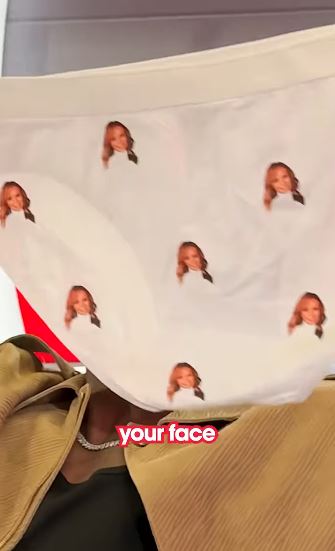 He receives pairs of underpants embossed with Amanda's face