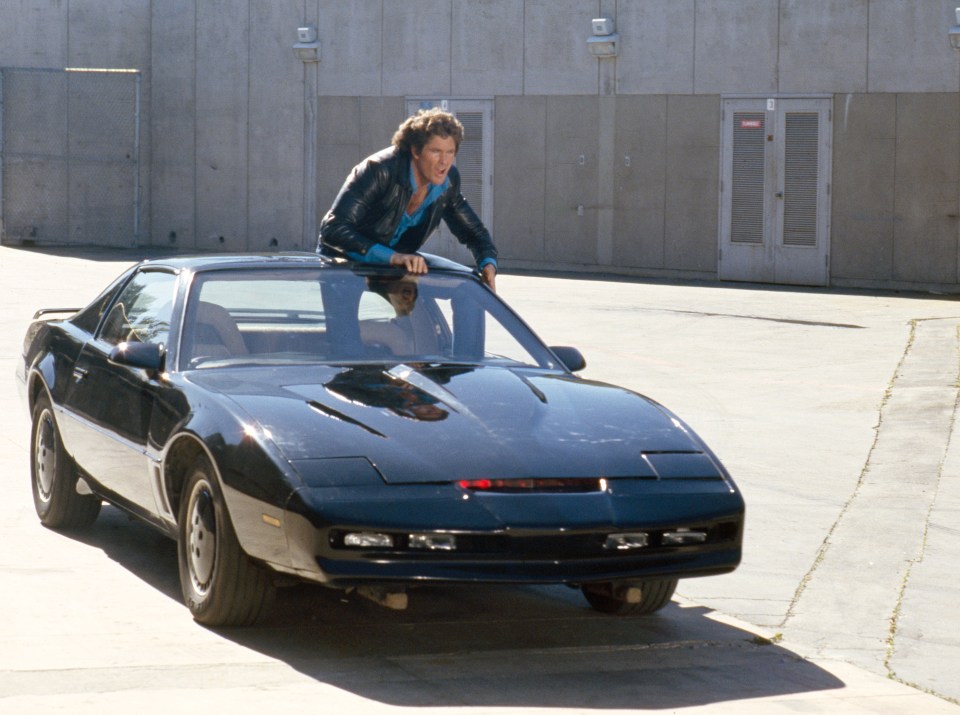 David Hasselhoff as Michael Knight and K.I.T.T. a famously driverless car in Knight Rider