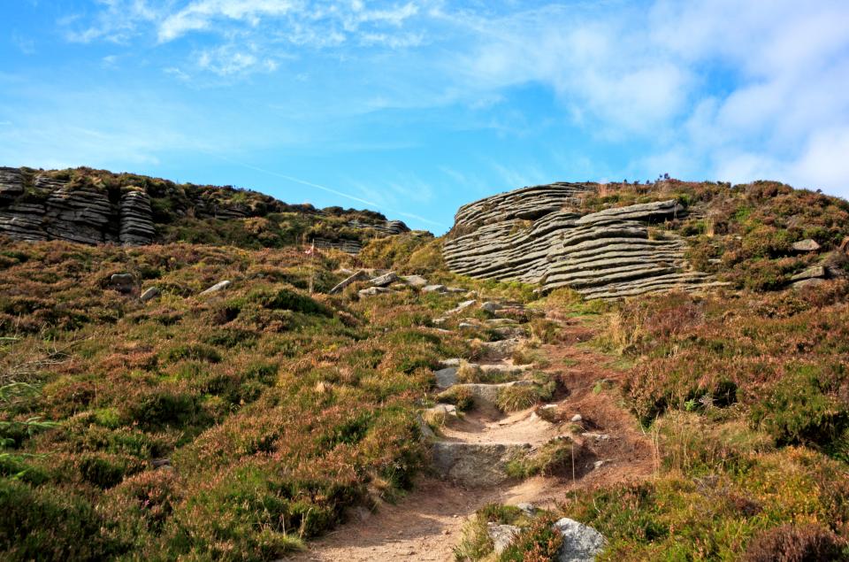 The path with steps to Oxen Craig at Bennachie, Aberdeenshire