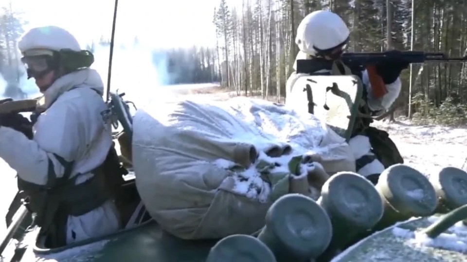 Soldiers on a highly armed nuclear base in Russia