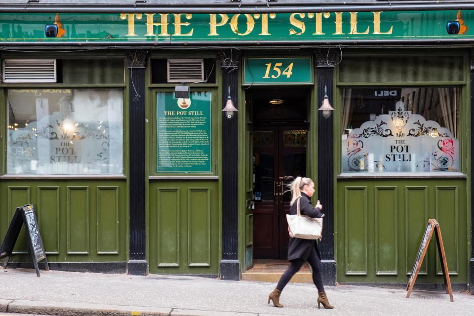 The rocker posed for a picture outside The Pot Still on Hope Street