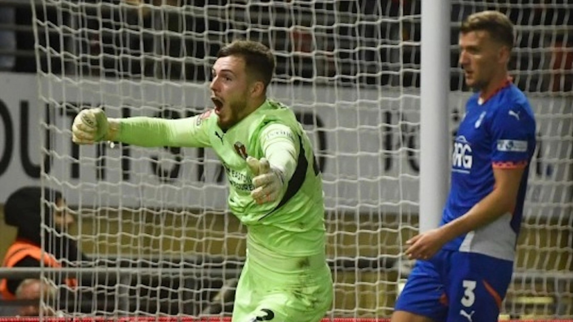 Goalkeeper on loan from Premier League side SCORES dramatic 99th-minute equaliser in FA Cup 2nd round clash