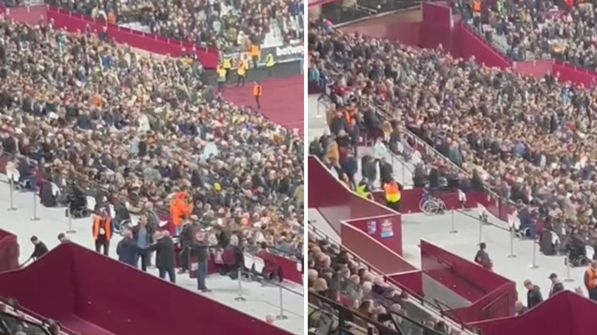 West Ham fans filmed walking out after 34 minutes as they fall 4-0 down to Arsenal in wild first half of football