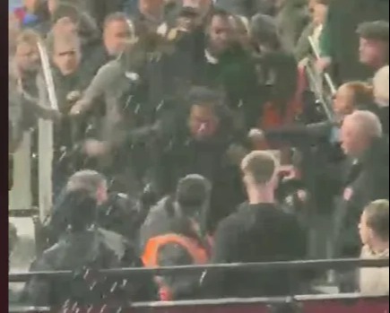 One fan then saw a punch thrown towards them, sparking a brawl