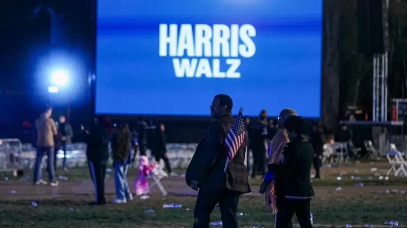 Empty Chairs, Abandoned Flags At Kamala Harris' Event As Trump Prepares Victory Speech