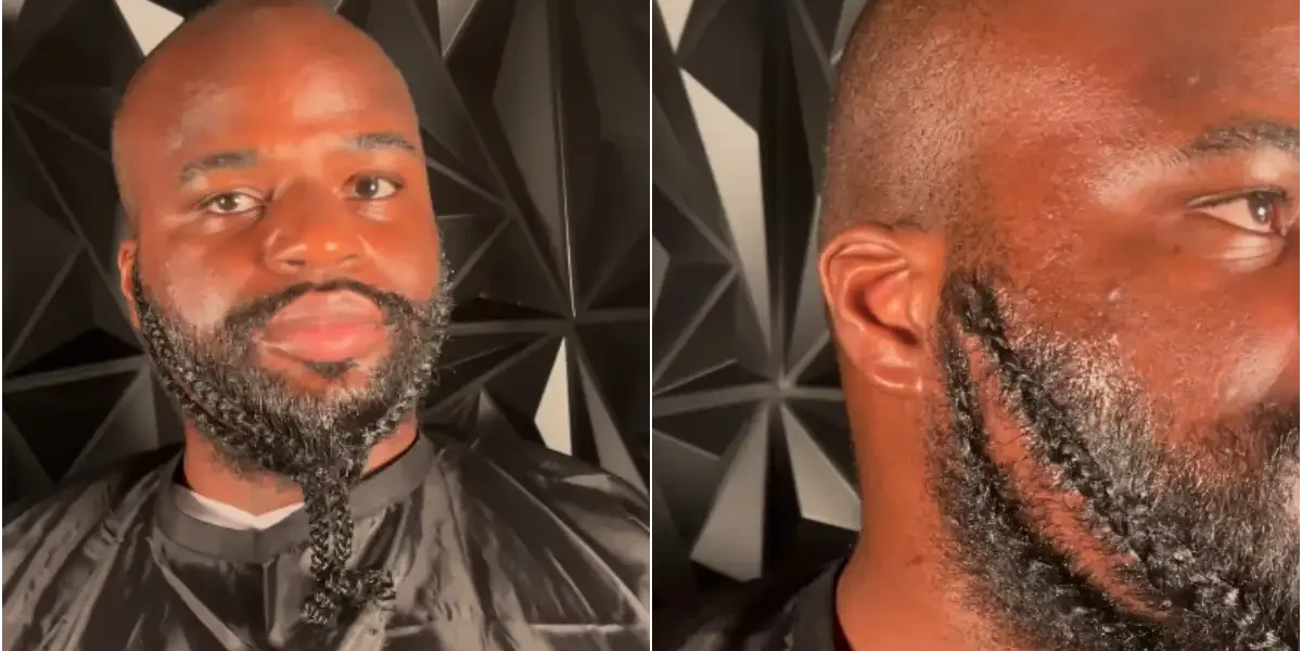 Hairstylist goes viral for unique braided beard on male client