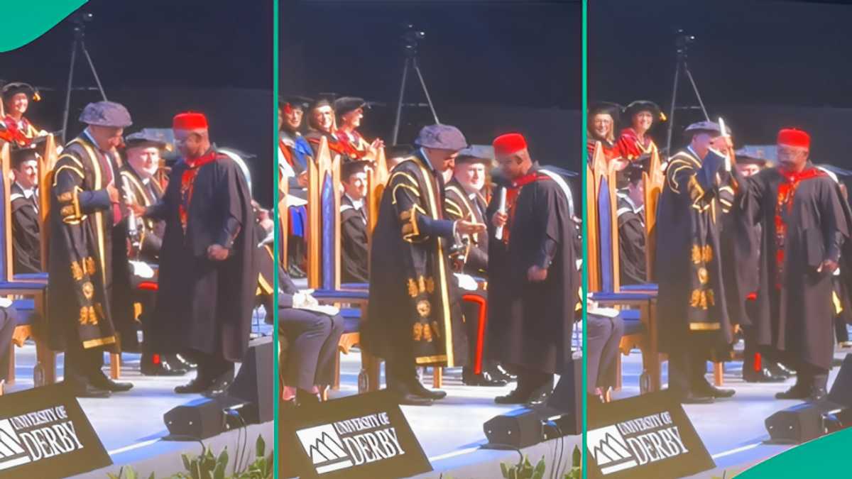 Igbo Man Graduates from UK University, Teaches Oyinbo Lecturer Cultural Handshake On Graduation Day