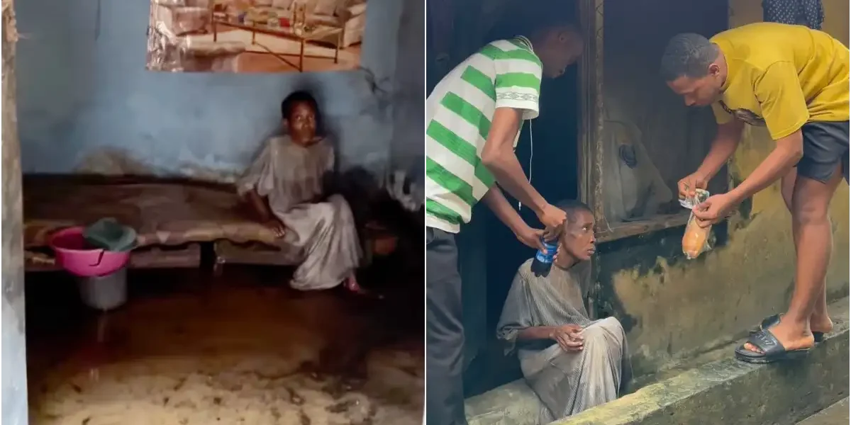 Man in tears after seeing living condition of a helpless woman