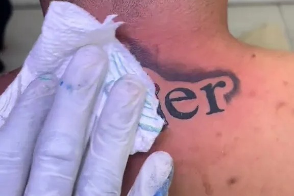 Tattoo fan leaves people in hysterics with ‘father’ inking that looks like it says something VERY different