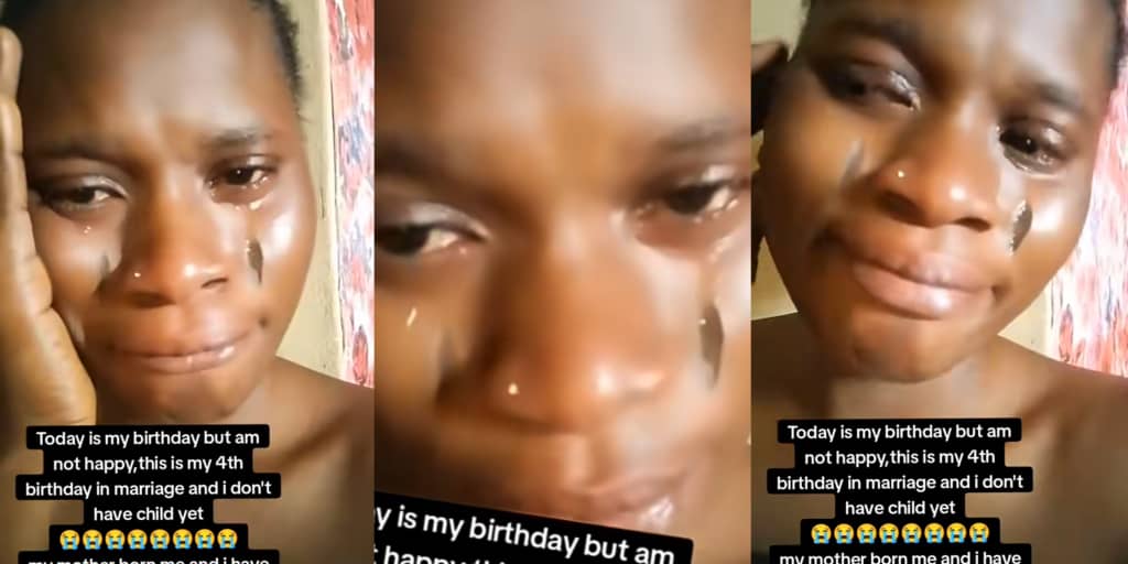 Wife breaks down in tears on fourth birthday in marriage without a child