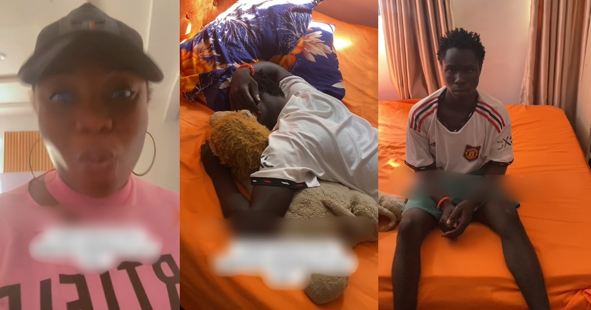 Woman in sh0ck as she meets her gateman relaxing on her bed (VIDEO)