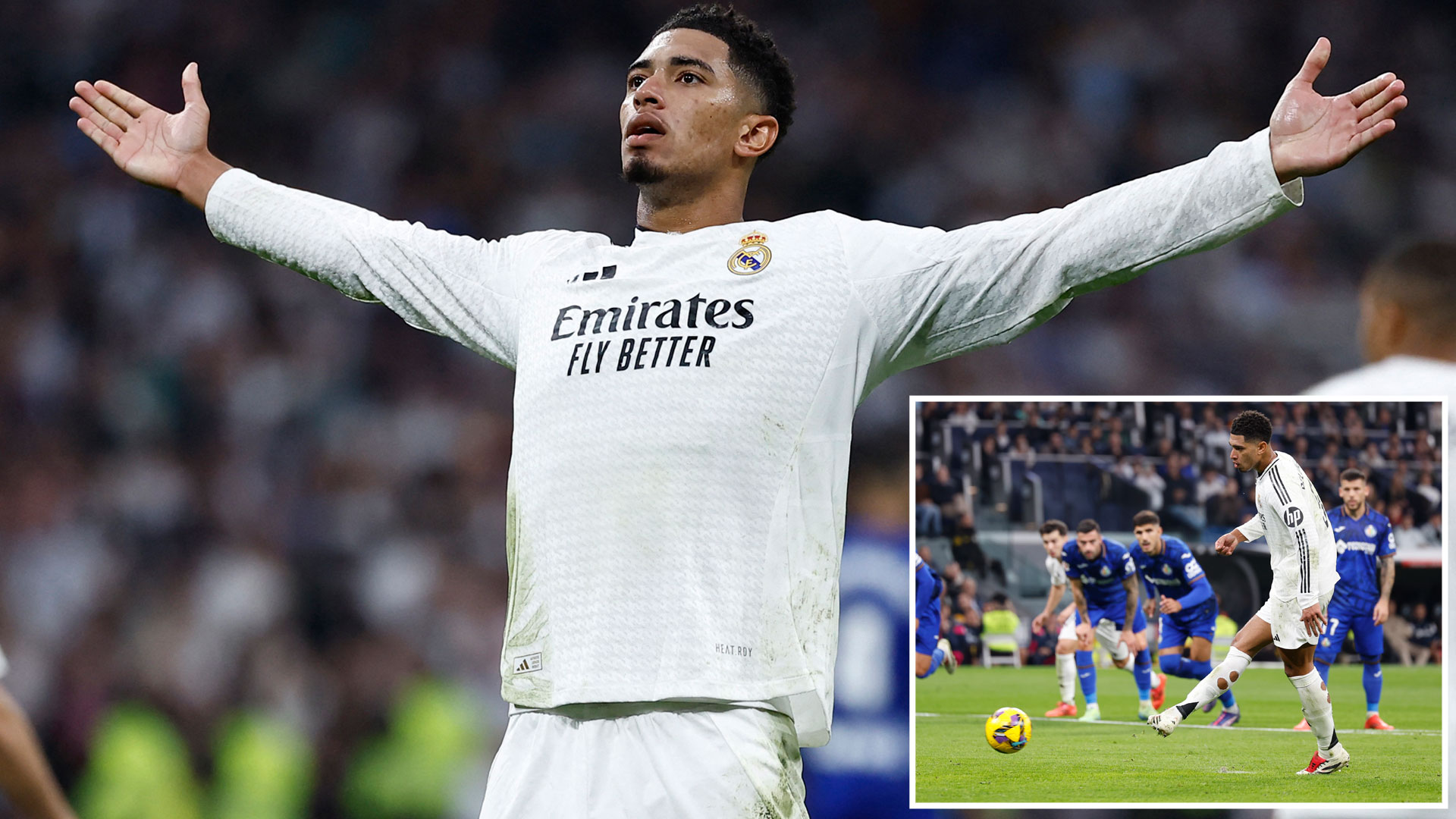 'Cold' Jude Bellingham gestures at Getafe goalkeeper after taking Real Madrid penalty duties off Kylian Mbappe