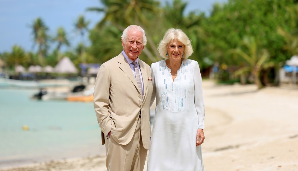 King Charles and Camilla during a visit to a beach in Apia, Samoa, last month