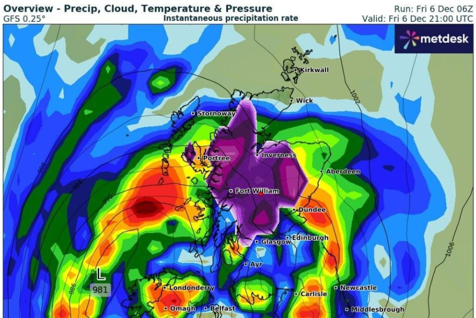 The warning extends from the central belt up to the Highlands