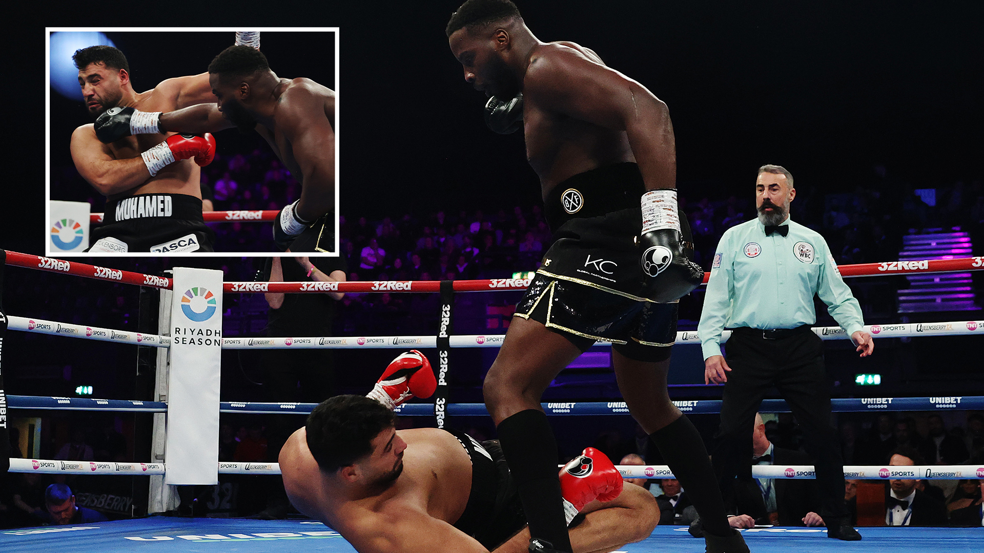 Lawrence Okolie secures brutal first-round stoppage win in first heavyweight fight after bulking on FOUR STONE