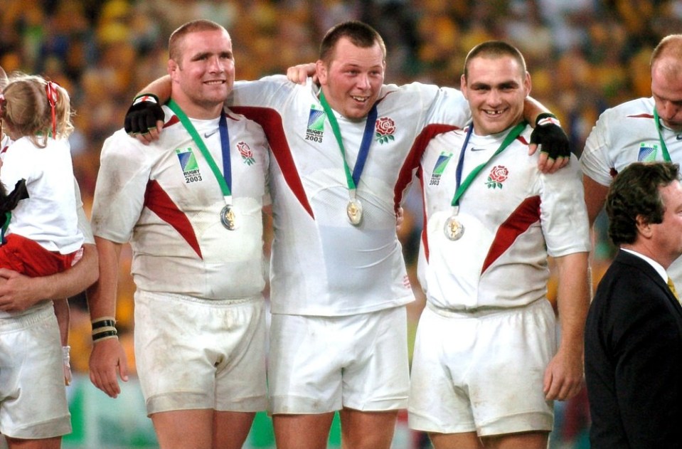 Thompson won the top honour in Australia with Phil Vickery (L) and Trevor Woodman (R)