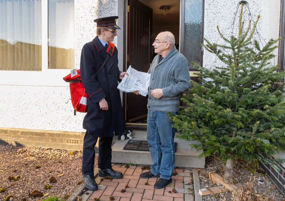 Jack Leslie with local resident George Park