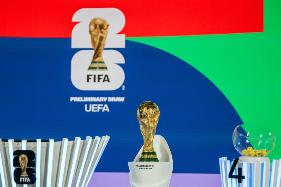 The Fifa World Cup trophy is displayed ahead of the draw for the 2026 Fifa World Cup