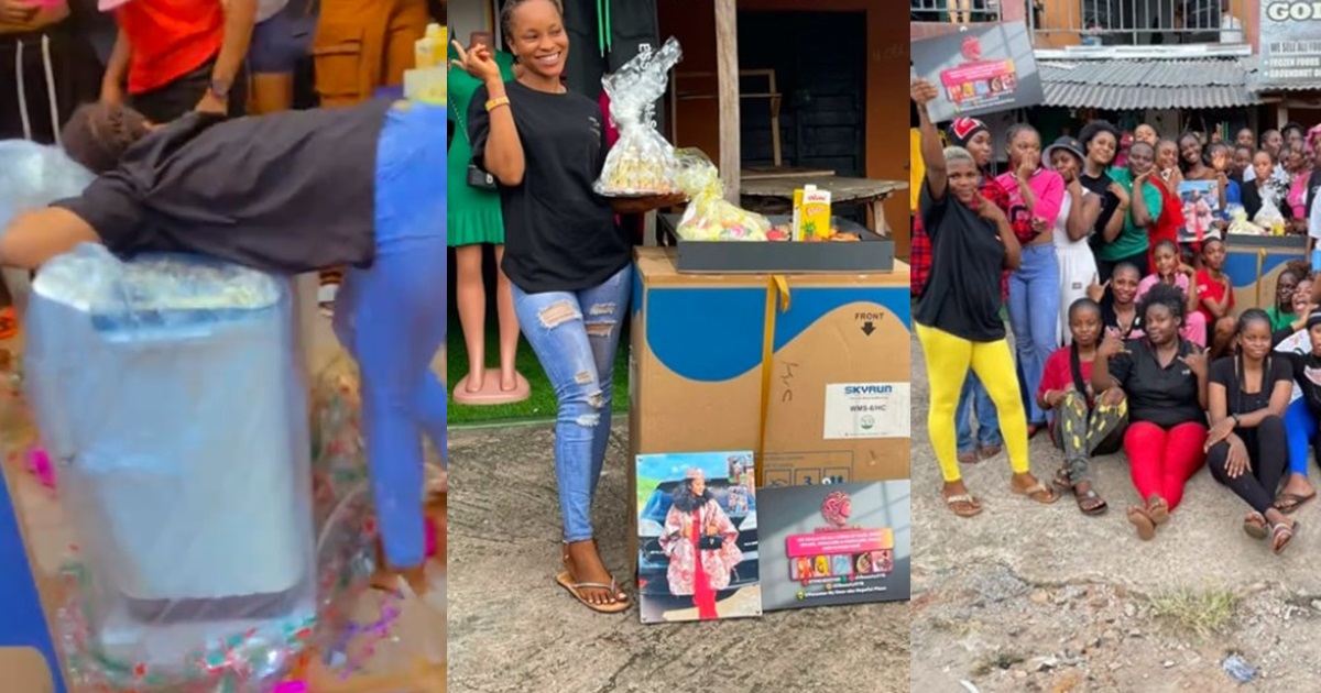 Apprentices surprise their boss with a washing machine on her birthday (VIDEO)