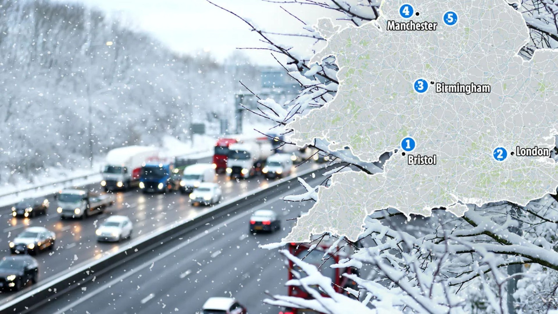 Map reveals traffic hotspots to AVOID this Christmas as 23m Brits hit roads with amber 'do not travel' warnings issued