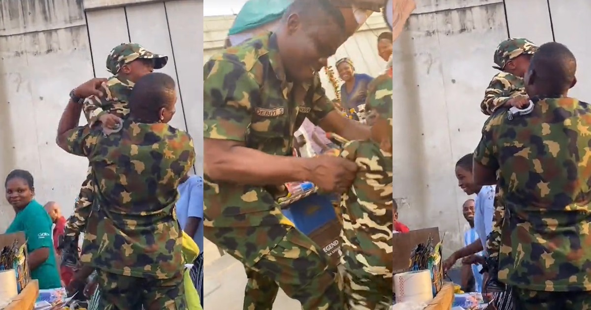 "small soldier don see big soldier dey run" – Little boy dressed as soldier on Career Day loses composure after he encounters a real soldier (WATCH)