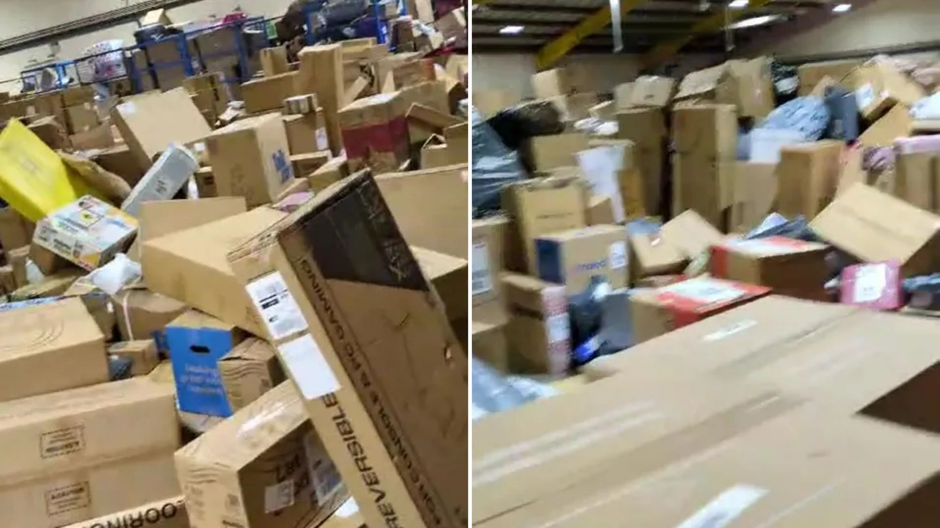 Shock video shows mountains of undelivered parcels amid Christmas chaos at Scots Yodel depot