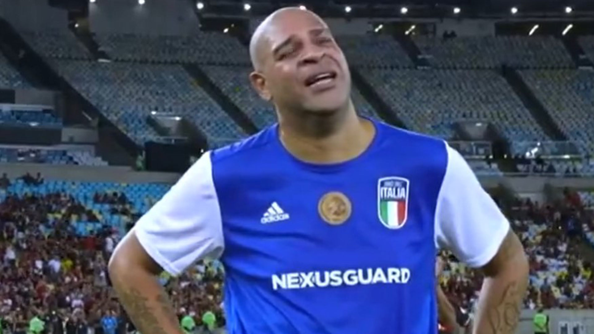 Brazil legend Adriano breaks down in tears during farewell match after late dad 'sends message' using AI