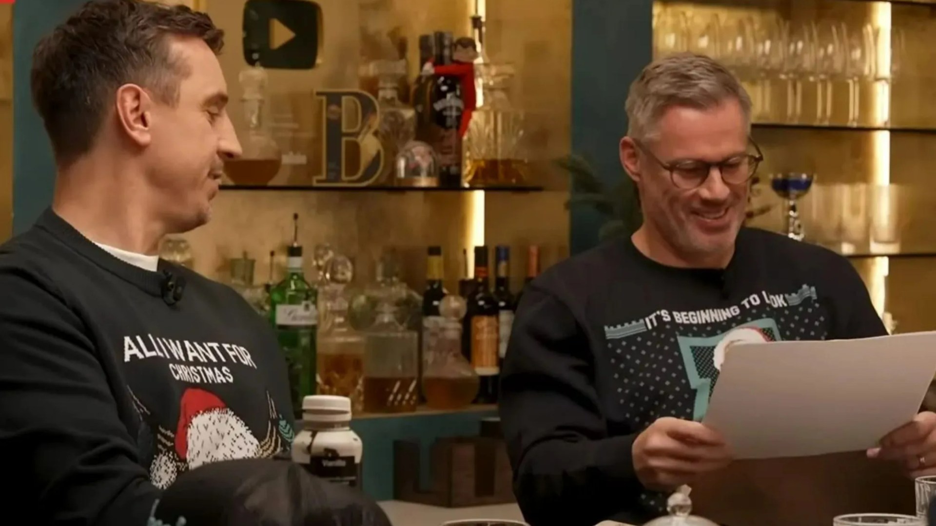 Gary Neville's brutal Secret Santa present for Jamie Carragher 'rejected' by Everton