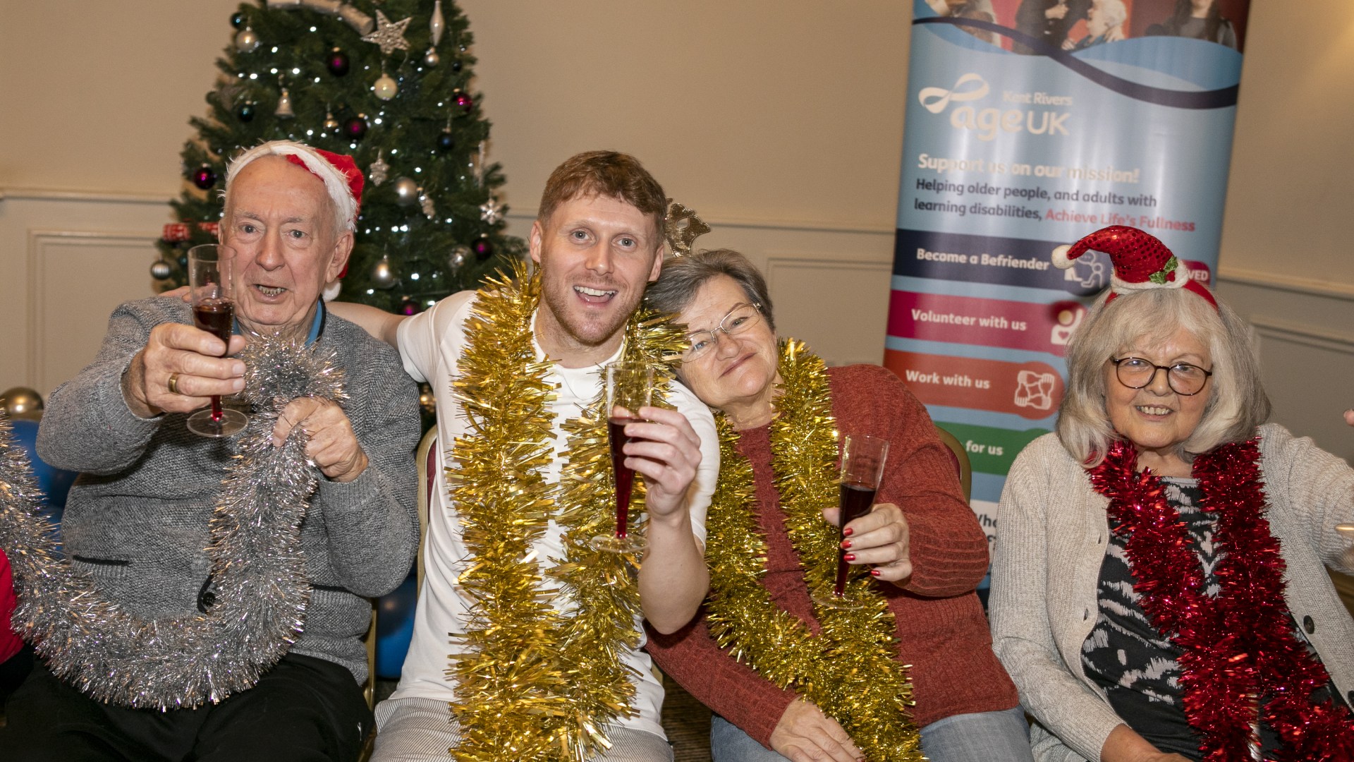 EastEnders star Jamie Borthwick gives elderly a dance class & hears their stories & supports our Christmas SOS Appeal