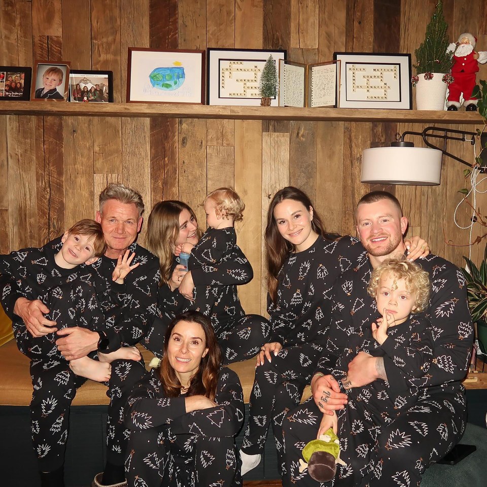 Adam Peaty dressed in matching pyjamas with the rest of the Ramsay family for Christmas Eve