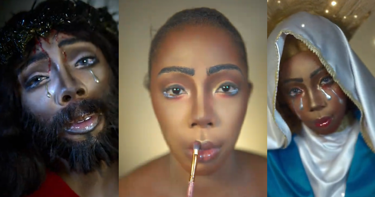 Nigerian Make-Up Artist Sh0cks The Internet With Her Skills By Transforming Herself Into The Holy Mary And Jesus Christ (VIDEO)