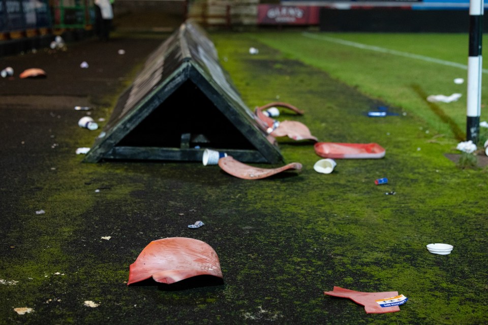 Debris also littered the surface at East End Park