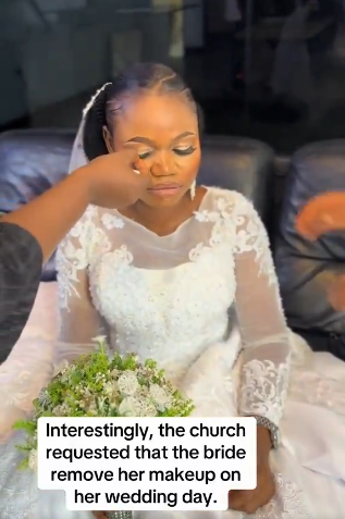 Drama as bride is asked by church to remove make up before wedding