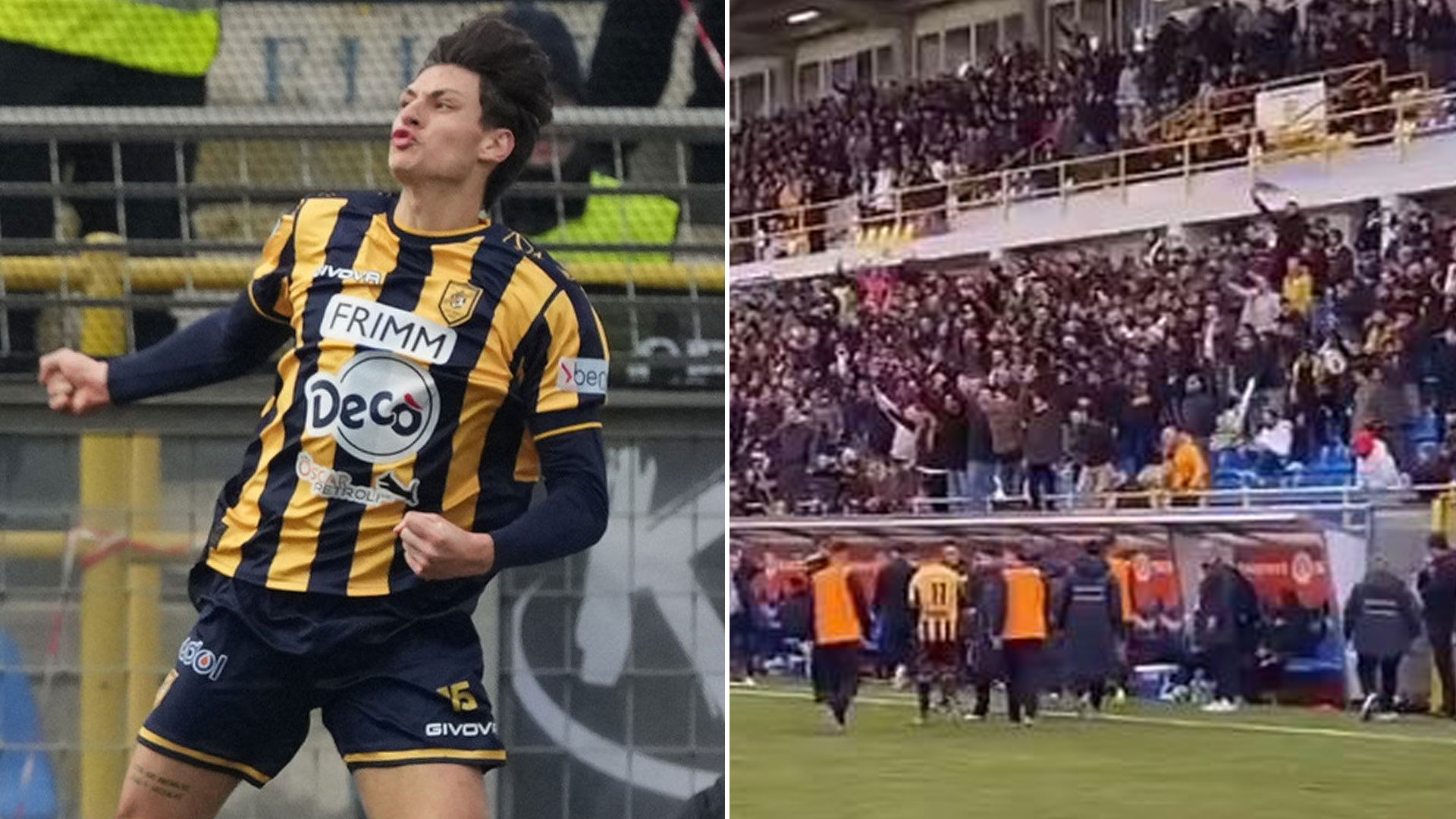 Fans perform sick fascist salute after evil dictator Benito Mussolini's great-grandson scores first professional goal