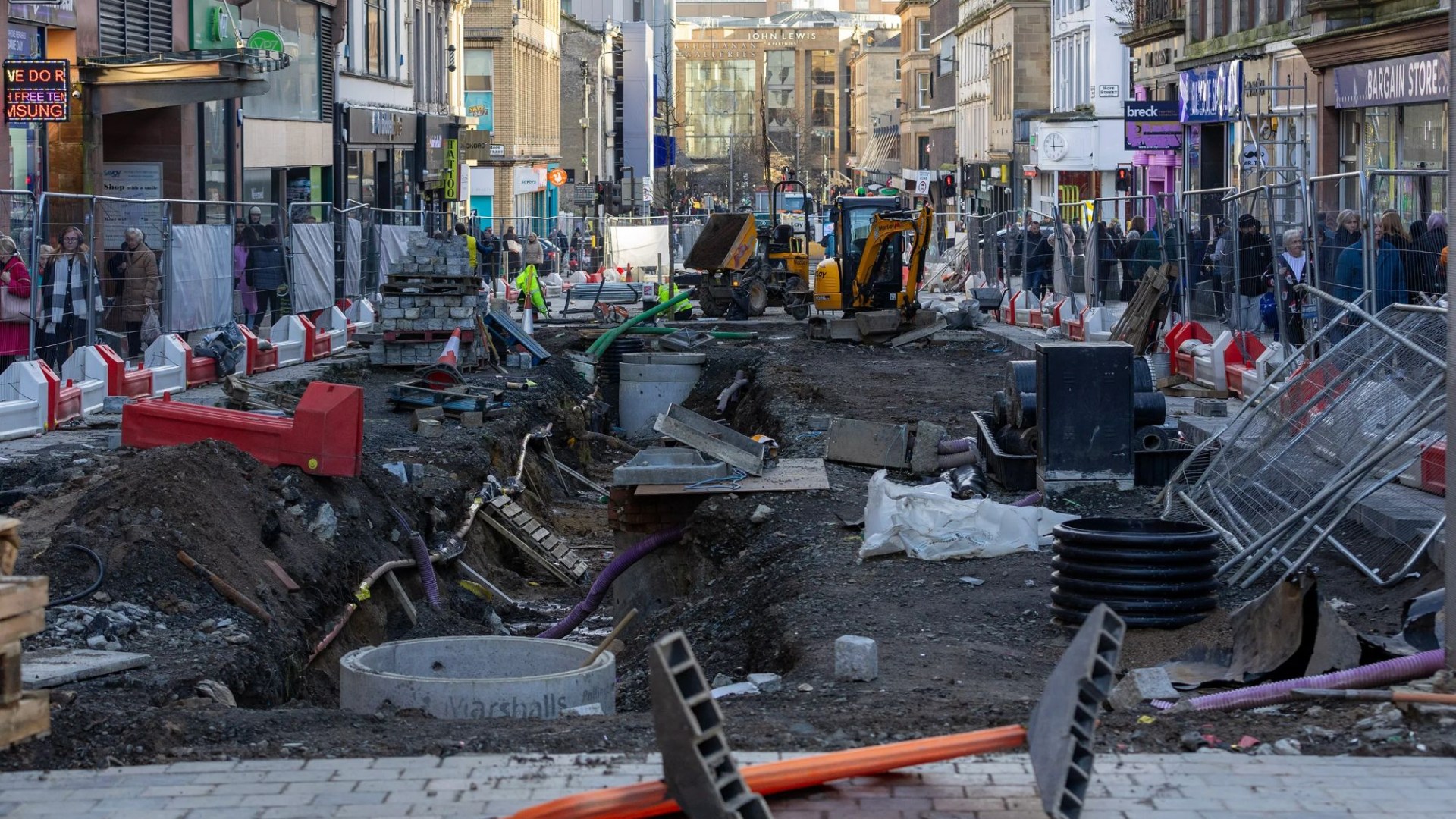 Glasgow's Sauchiehall St revamp facing more delays as workers 'axed' days before Christmas