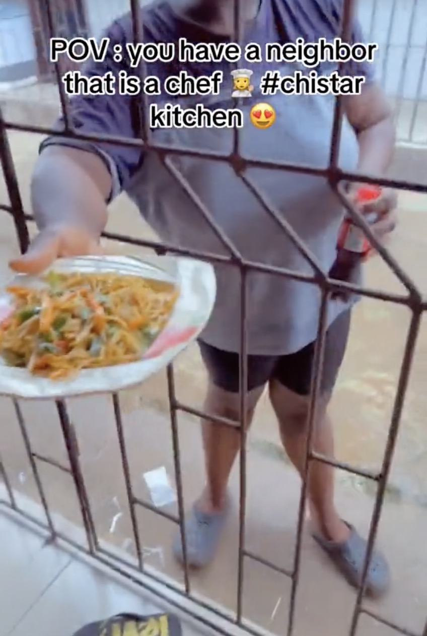 Lady flaunts sumptuous meals from kind neighbor who is a chef