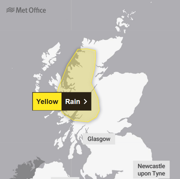 The Met Office map shows the areas which will be affected