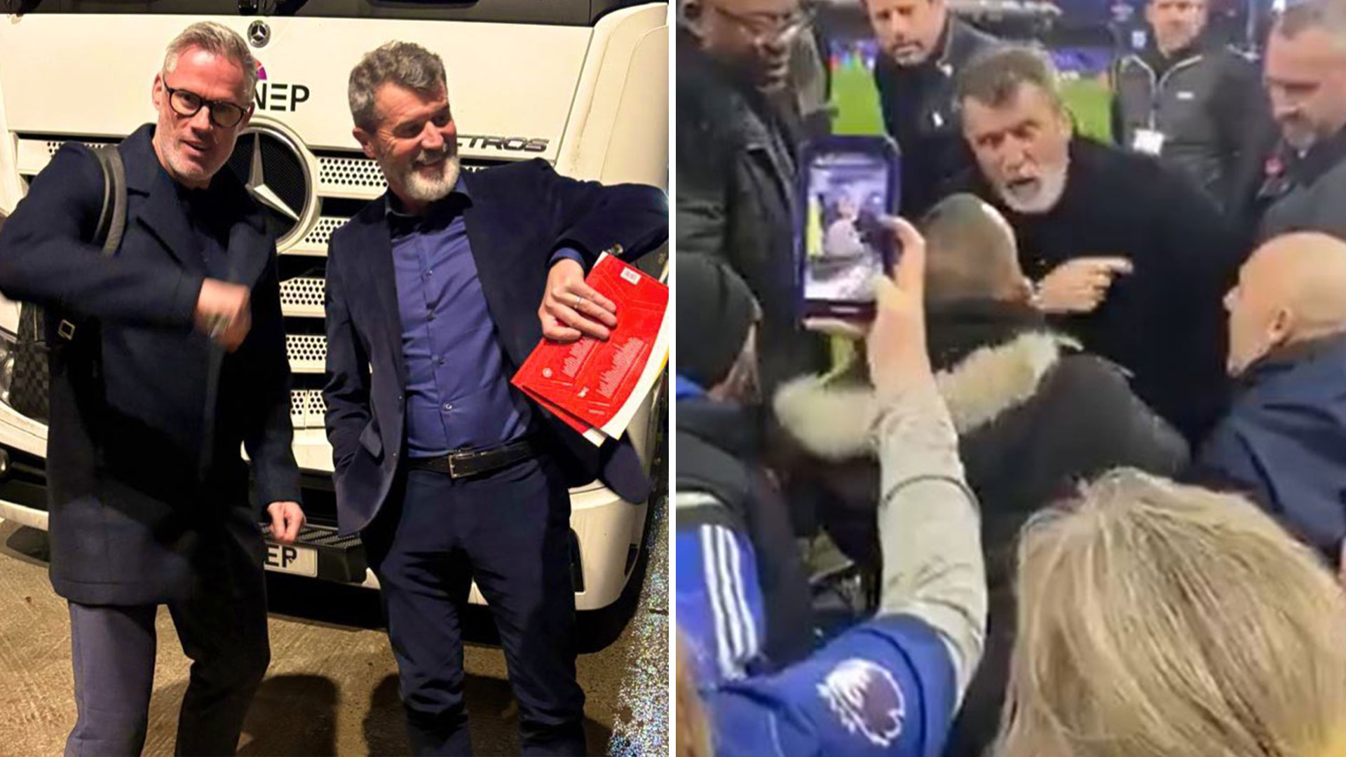 Roy Keane jokingly checks his watch as Sky Sports pundit 'waits for Ipswich fan in car park' after clash with supporter