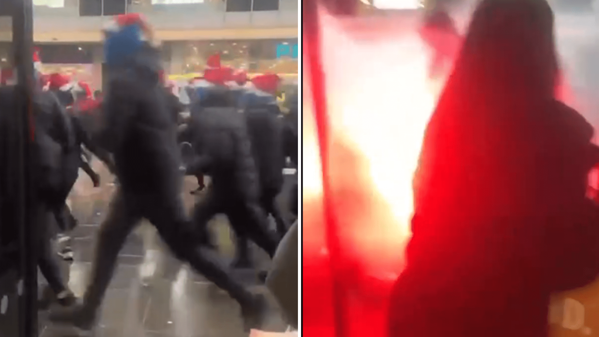 Shock moment Celtic and Rangers ultras clash in city centre as terrified shoppers left petrified by pyro in doorway – The Scottish Sun