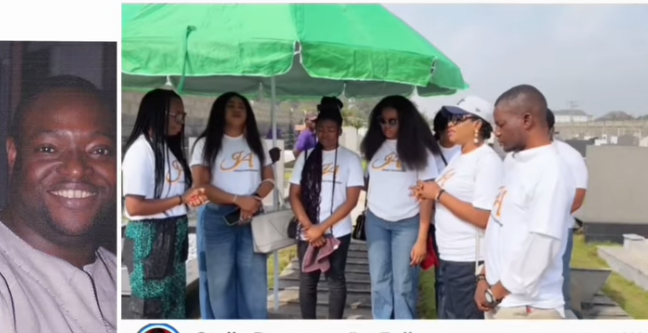 Stella Damasus, children visit her late husband, Jaiye Aboderin’s grave on 20th anniversary