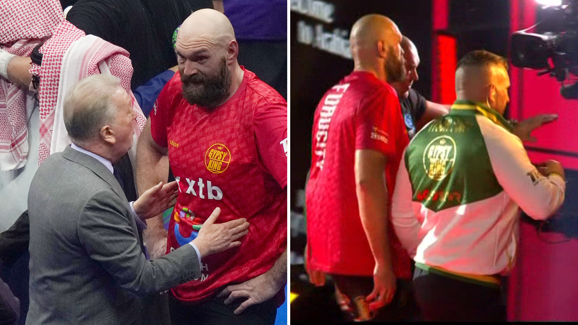 Tyson Fury storms out of ring and snubs interview after he is shown judges' scorecards for Oleksandr Usyk defeat